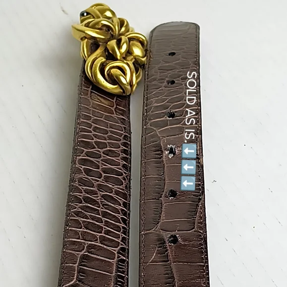 Connie Bates For Fahrenheit Brown Embossed Belt with Gold Buckle - Picture 8 of 15